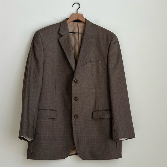 Ralph Ralph Lauren Sport Coat 46L 100% Wool Houndstooth Blazer 3 Button money - Picture 1 of 12